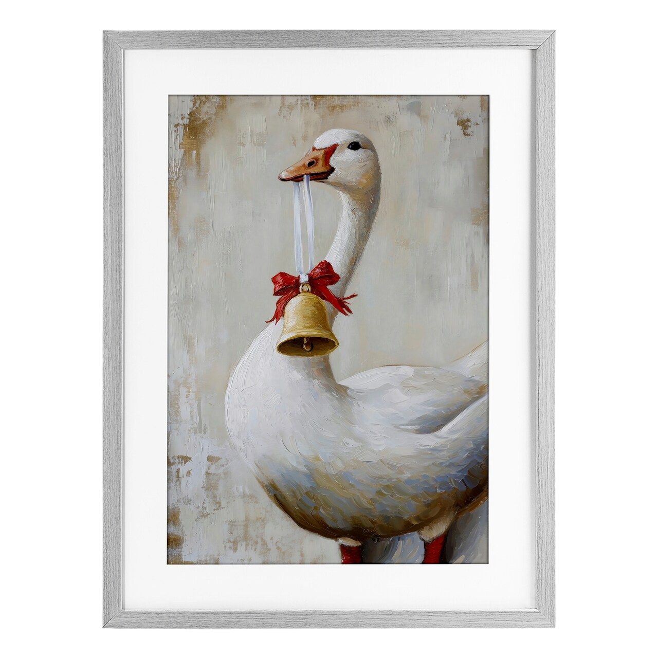 Stupell Industries Festive Jingle Goose Framed Print Under Glass, design by Petal Prints Design